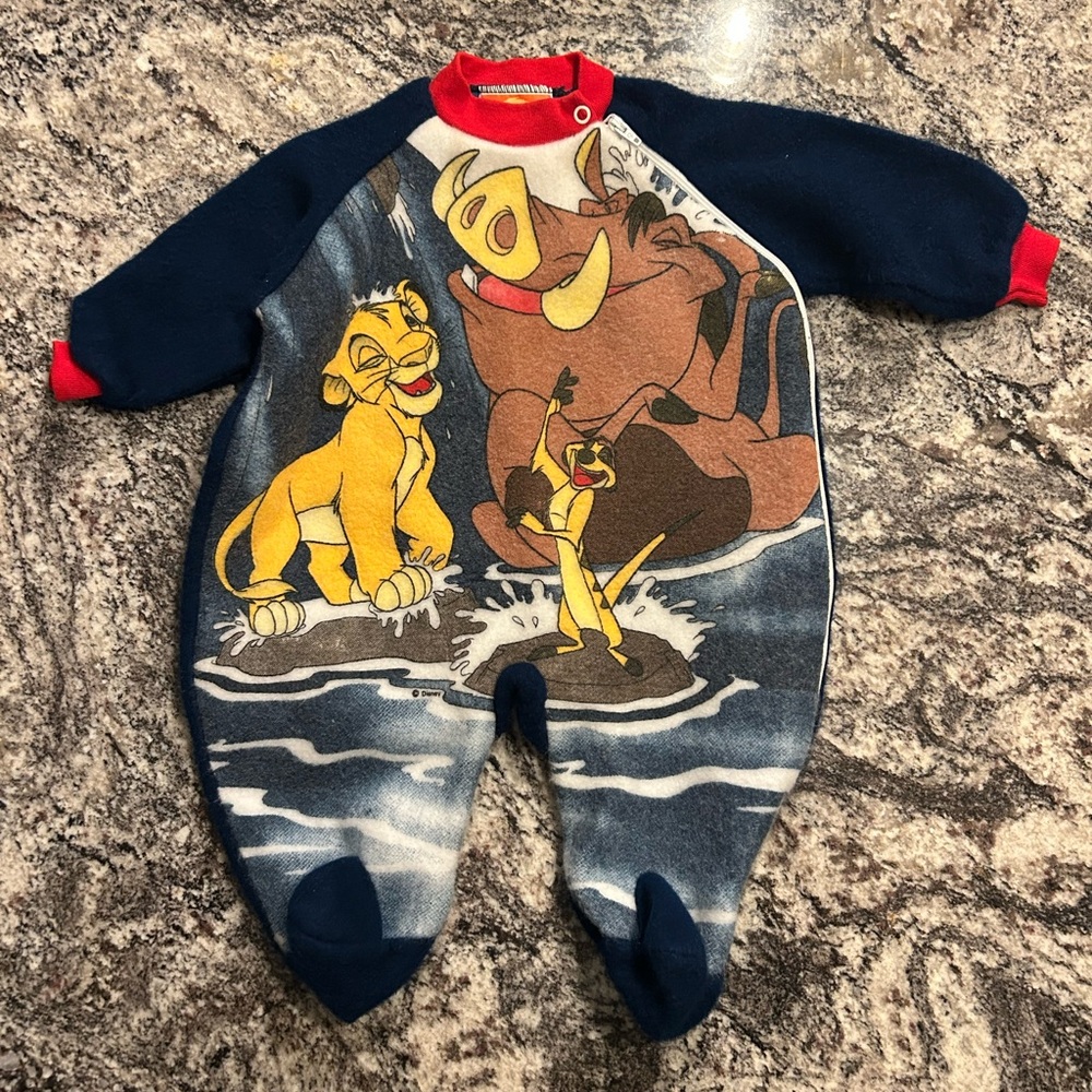 RARE Vintage Disney the lion king fleece sleeper 3-6 months‎